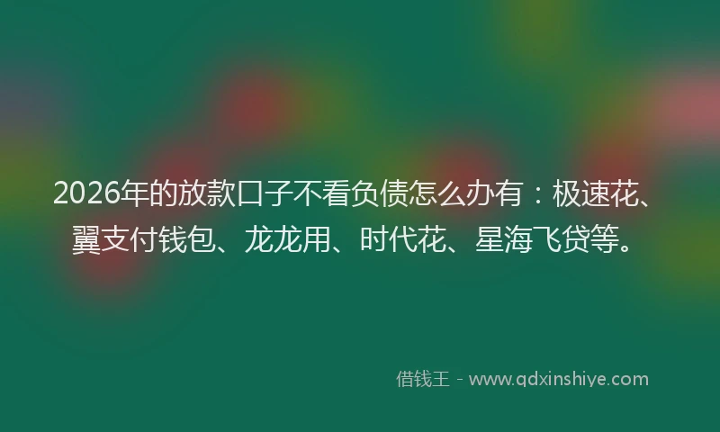 2026年的放款口子不看负债怎么办有：极速花、翼支付钱包、龙龙用、时代花、星海飞贷等。