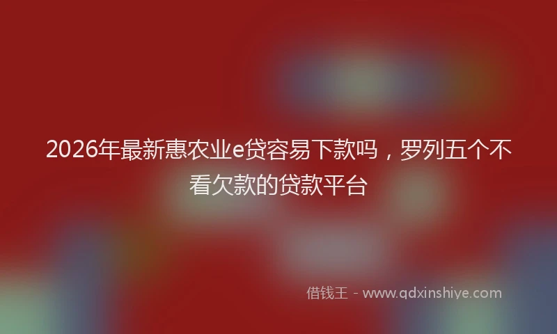 2026年最新惠农业e贷容易下款吗，罗列五个不看欠款的贷款平台