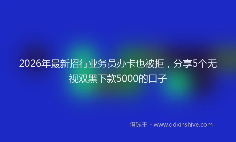 2026年最新招行业务员办卡也被拒，分享5个无视双黑下款5000的口子