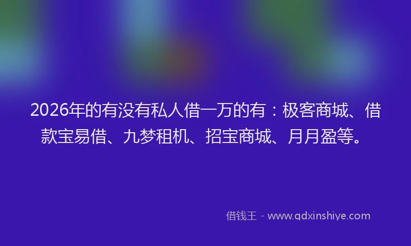 2026年的有没有私人借一万的有：极客商城、借款宝易借、九梦租机、招宝商城、月月盈等。