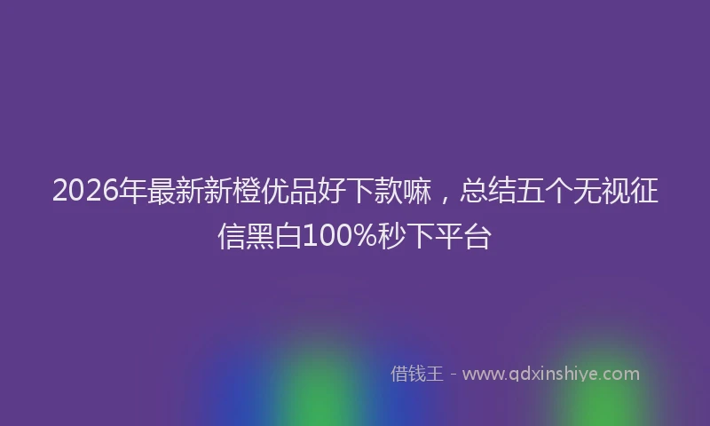 2026年最新新橙优品好下款嘛，总结五个无视征信黑白100%秒下平台