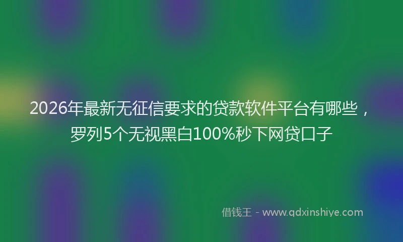 2026年最新无征信要求的贷款软件平台有哪些，罗列5个无视黑白100%秒下网贷口子