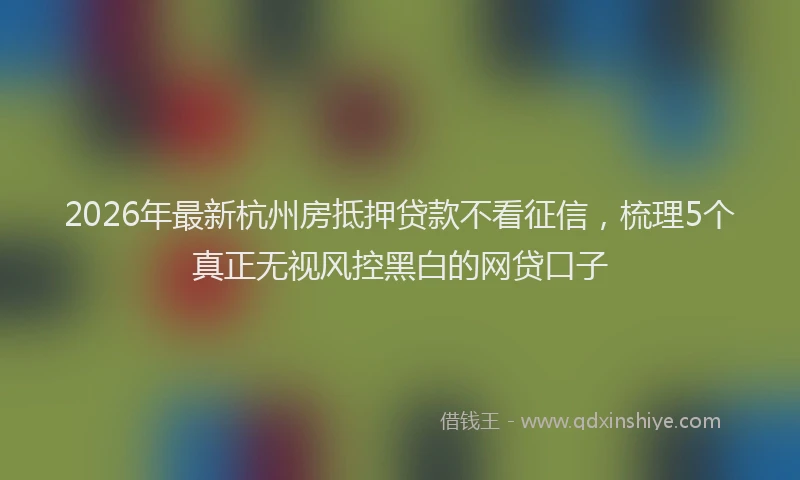 2026年最新杭州房抵押贷款不看征信，梳理5个真正无视风控黑白的网贷口子