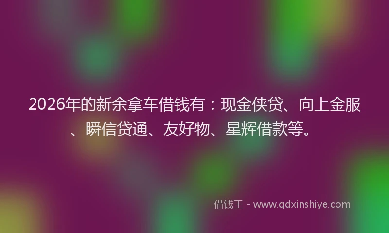2026年的新余拿车借钱有：现金侠贷、向上金服、瞬信贷通、友好物、星辉借款等。