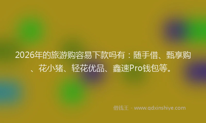 2026年的旅游购容易下款吗有：随手借、甄享购、花小猪、轻花优品、鑫速Pro钱包等。