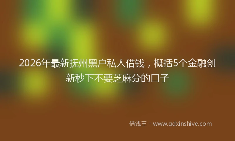 2026年最新抚州黑户私人借钱，概括5个金融创新秒下不要芝麻分的口子