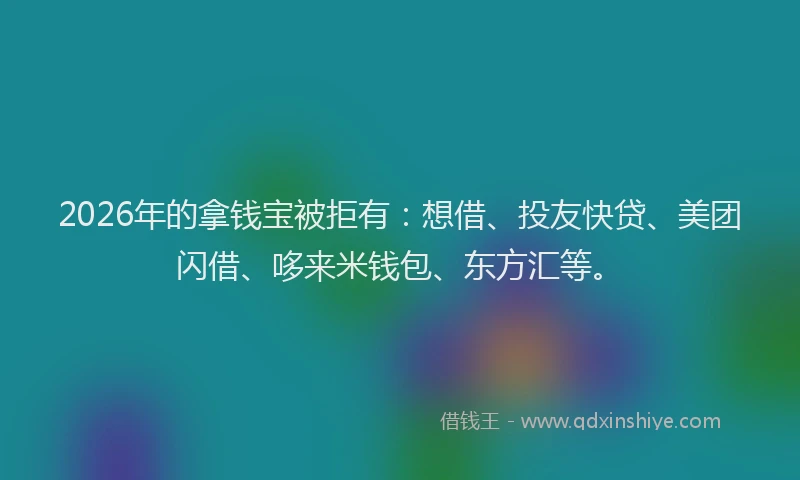 2026年的拿钱宝被拒有：想借、投友快贷、美团闪借、哆来米钱包、东方汇等。