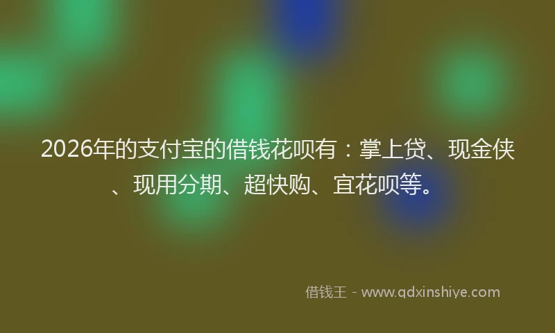 2026年的支付宝的借钱花呗有：掌上贷、现金侠、现用分期、超快购、宜花呗等。