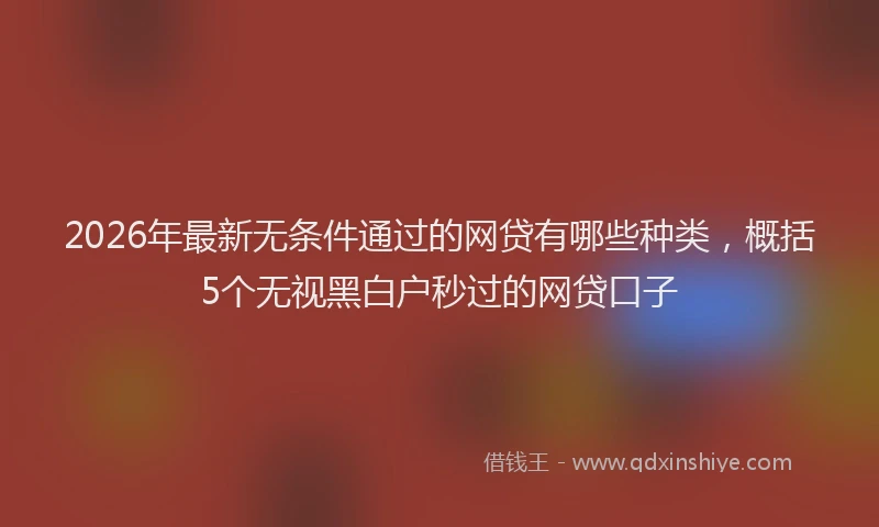 2026年最新无条件通过的网贷有哪些种类，概括5个无视黑白户秒过的网贷口子