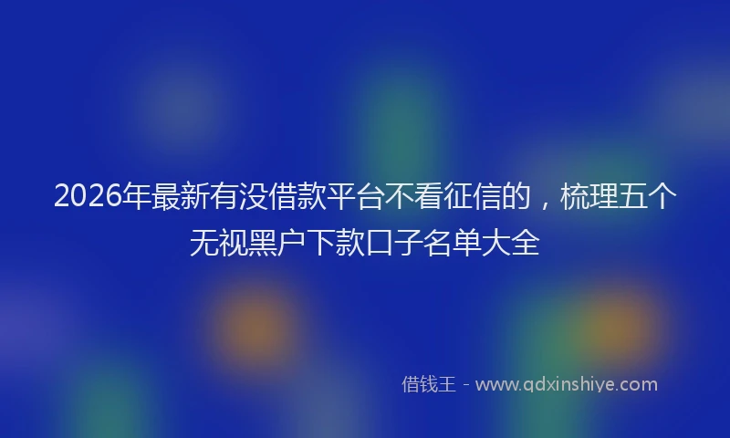2026年最新有没借款平台不看征信的，梳理五个无视黑户下款口子名单大全