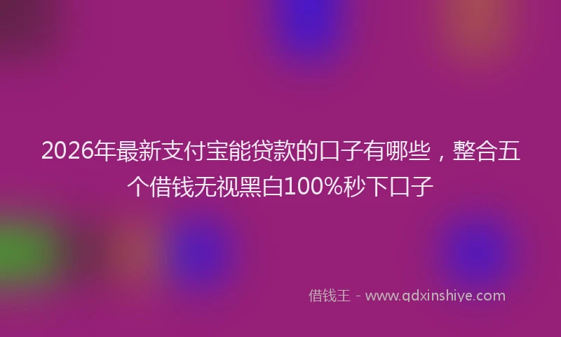2026年最新支付宝能贷款的口子有哪些，整合五个借钱无视黑白100%秒下口子