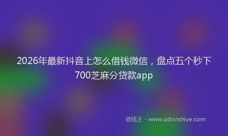 2026年最新抖音上怎么借钱微信，盘点五个秒下700芝麻分贷款app
