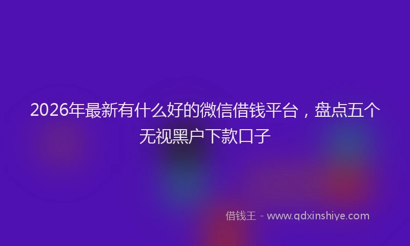 2026年最新有什么好的微信借钱平台，盘点五个无视黑户下款口子