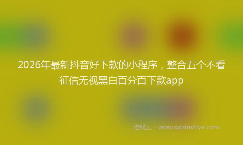 2026年最新抖音好下款的小程序，整合五个不看征信无视黑白百分百下款app