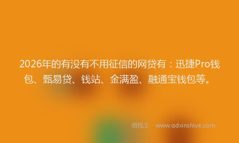 2026年的有没有不用征信的网贷有：迅捷Pro钱包、甄易贷、钱站、金满盈、融通宝钱包等。