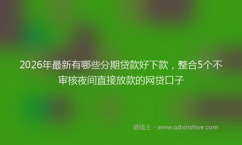 2026年最新有哪些分期贷款好下款，整合5个不审核夜间直接放款的网贷口子
