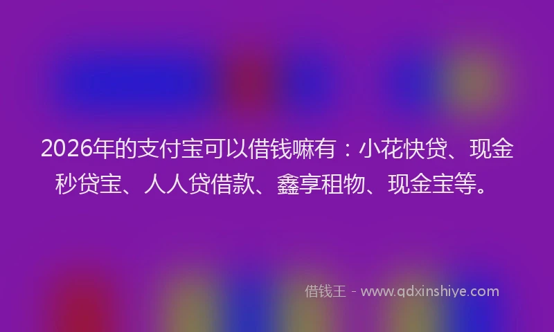 2026年的支付宝可以借钱嘛有：小花快贷、现金秒贷宝、人人贷借款、鑫享租物、现金宝等。
