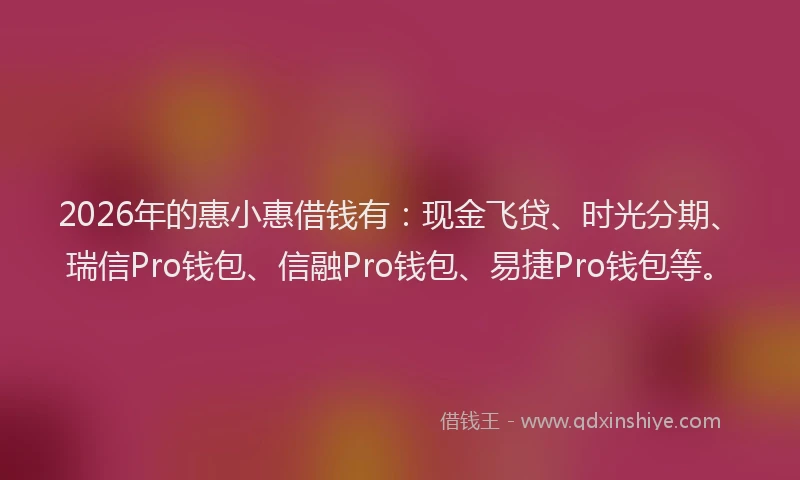 2026年的惠小惠借钱有：现金飞贷、时光分期、瑞信Pro钱包、信融Pro钱包、易捷Pro钱包等。