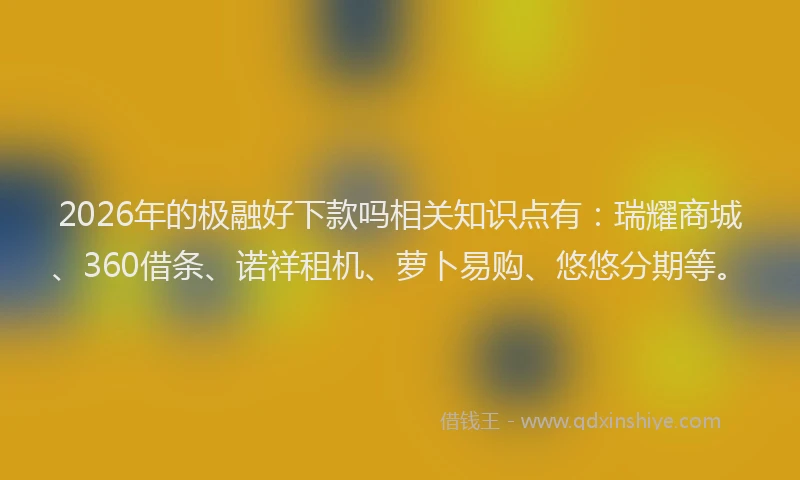 2026年的极融好下款吗相关知识点有：瑞耀商城、360借条、诺祥租机、萝卜易购、悠悠分期等。