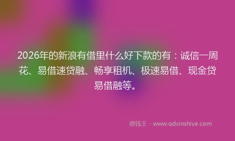 2026年的新浪有借里什么好下款的有：诚信一周花、易借速贷融、畅享租机、极速易借、现金贷易借融等。