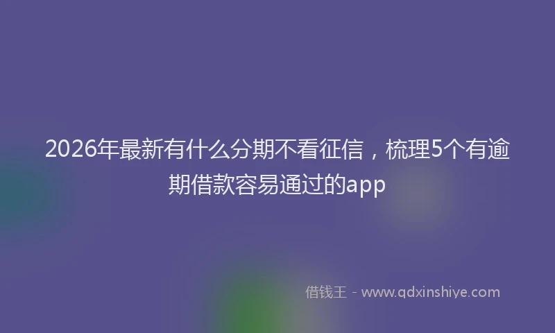 2026年最新有什么分期不看征信，梳理5个有逾期借款容易通过的app