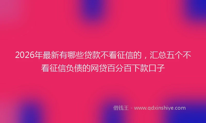 2026年最新有哪些贷款不看征信的，汇总五个不看征信负债的网贷百分百下款口子
