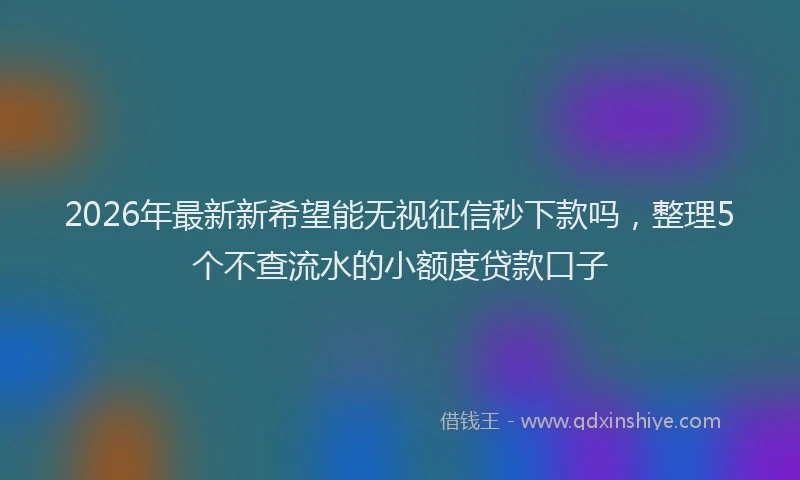 2026年最新新希望能无视征信秒下款吗，整理5个不查流水的小额度贷款口子