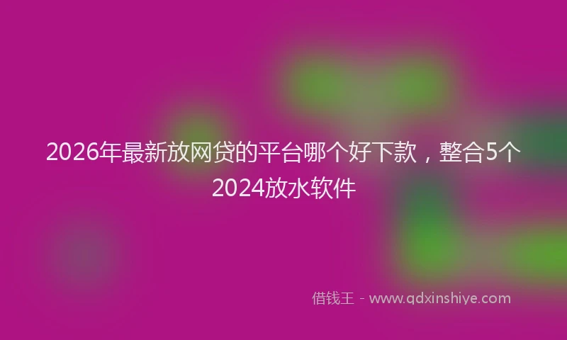 2026年最新放网贷的平台哪个好下款，整合5个2024放水软件