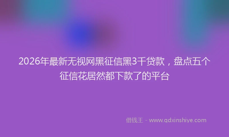 2026年最新无视网黑征信黑3千贷款，盘点五个征信花居然都下款了的平台