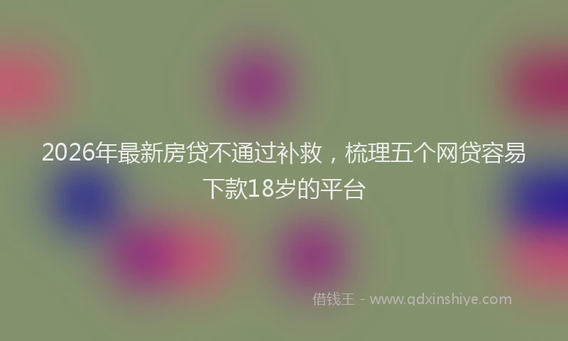 2026年最新房贷不通过补救，梳理五个网贷容易下款18岁的平台