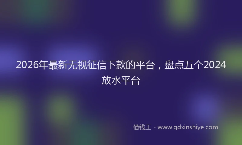 2026年最新无视征信下款的平台，盘点五个2024放水平台