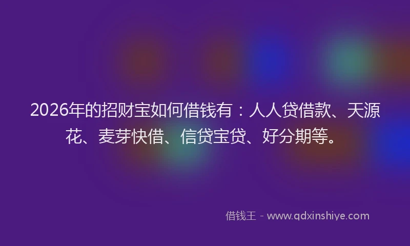 2026年的招财宝如何借钱有：人人贷借款、天源花、麦芽快借、信贷宝贷、好分期等。