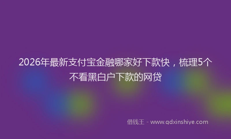 2026年最新支付宝金融哪家好下款快，梳理5个不看黑白户下款的网贷