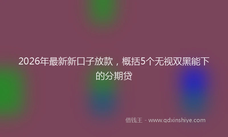 2026年最新新口子放款，概括5个无视双黑能下的分期贷