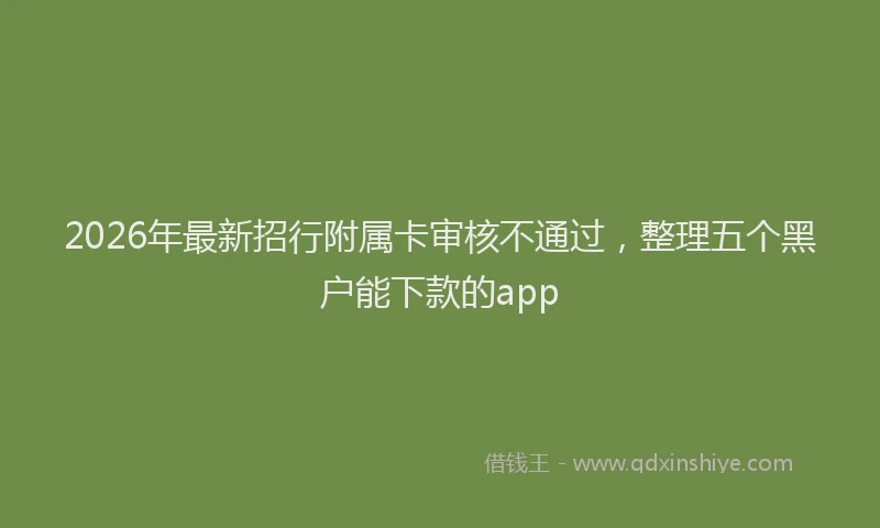 2026年最新招行附属卡审核不通过，整理五个黑户能下款的app