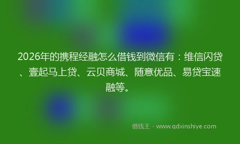 2026年的携程经融怎么借钱到微信有：维信闪贷、壹起马上贷、云贝商城、随意优品、易贷宝速融等。