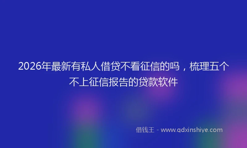 2026年最新有私人借贷不看征信的吗，梳理五个不上征信报告的贷款软件