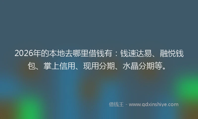 2026年的本地去哪里借钱有：钱速达易、融悦钱包、掌上信用、现用分期、水晶分期等。
