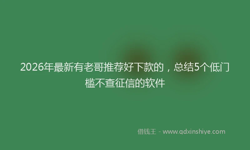 2026年最新有老哥推荐好下款的，总结5个低门槛不查征信的软件