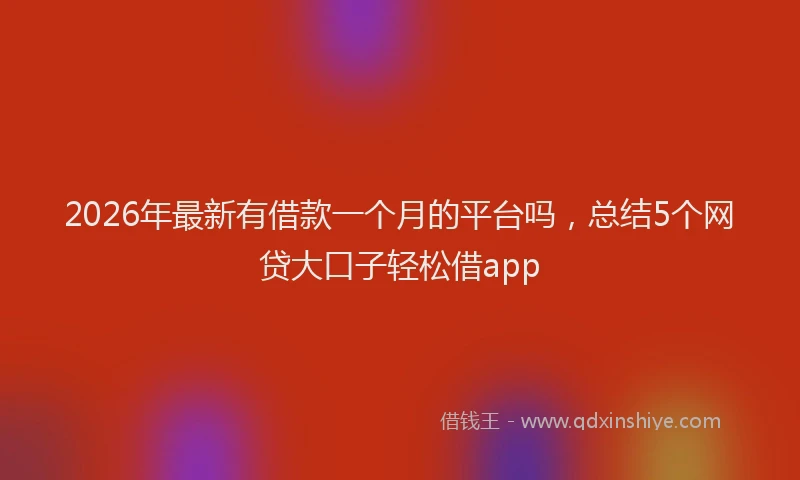 2026年最新有借款一个月的平台吗，总结5个网贷大口子轻松借app