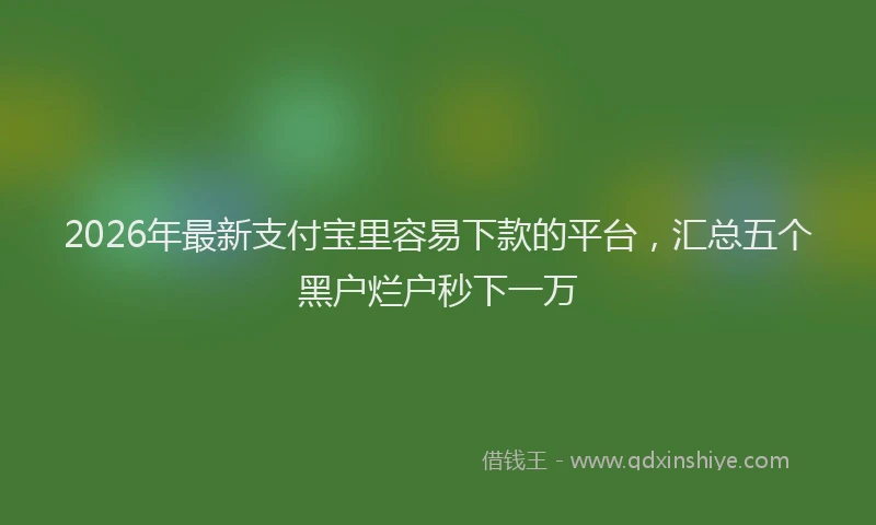 2026年最新支付宝里容易下款的平台，汇总五个黑户烂户秒下一万