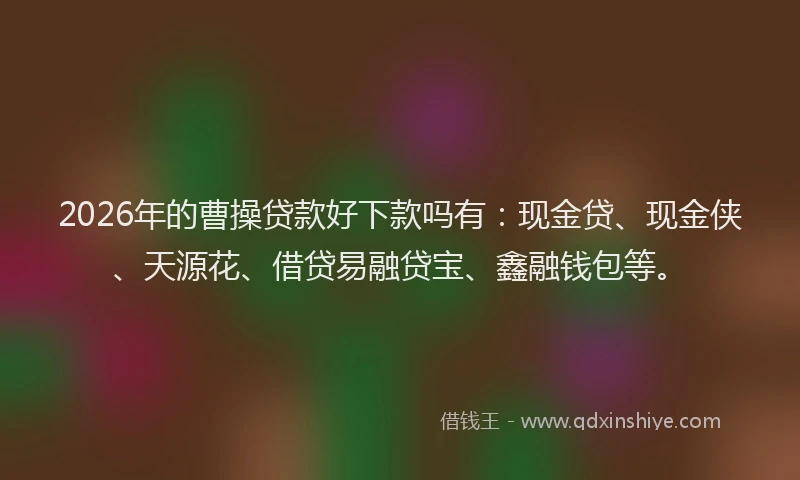2026年的曹操贷款好下款吗有：现金贷、现金侠、天源花、借贷易融贷宝、鑫融钱包等。