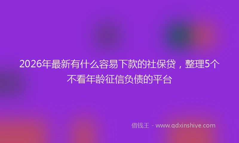 2026年最新有什么容易下款的社保贷，整理5个不看年龄征信负债的平台