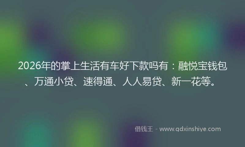 2026年的掌上生活有车好下款吗有：融悦宝钱包、万通小贷、速得通、人人易贷、新一花等。