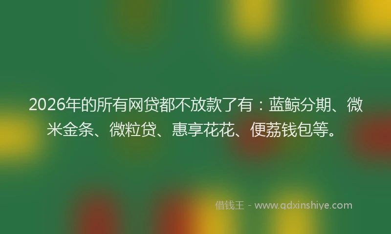 2026年的所有网贷都不放款了有：蓝鲸分期、微米金条、微粒贷、惠享花花、便荔钱包等。