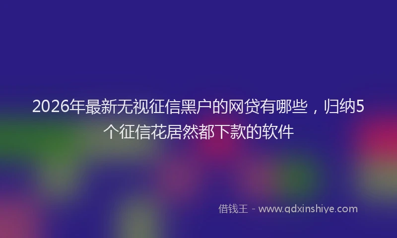 2026年最新无视征信黑户的网贷有哪些，归纳5个征信花居然都下款的软件