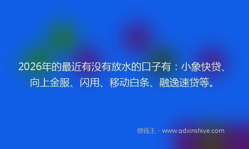 2026年的最近有没有放水的口子有：小象快贷、向上金服、闪用、移动白条、融逸速贷等。