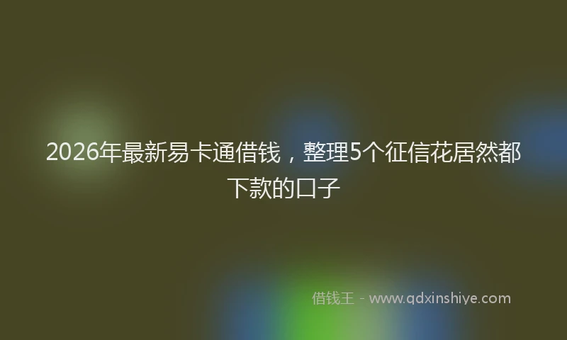 2026年最新易卡通借钱，整理5个征信花居然都下款的口子