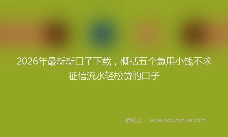 2026年最新新口子下载，概括五个急用小钱不求征信流水轻松贷的口子