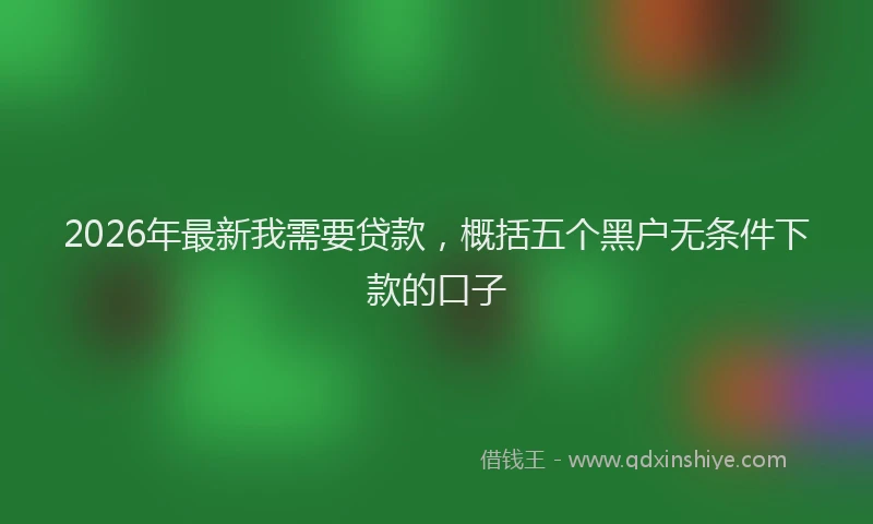 2026年最新我需要贷款，概括五个黑户无条件下款的口子